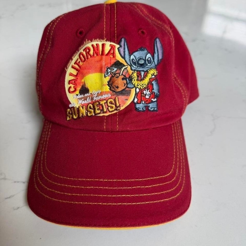 Disneyland Resort Lilo & Stitch California Sunsets Adjustable Hat Cap Red Disney